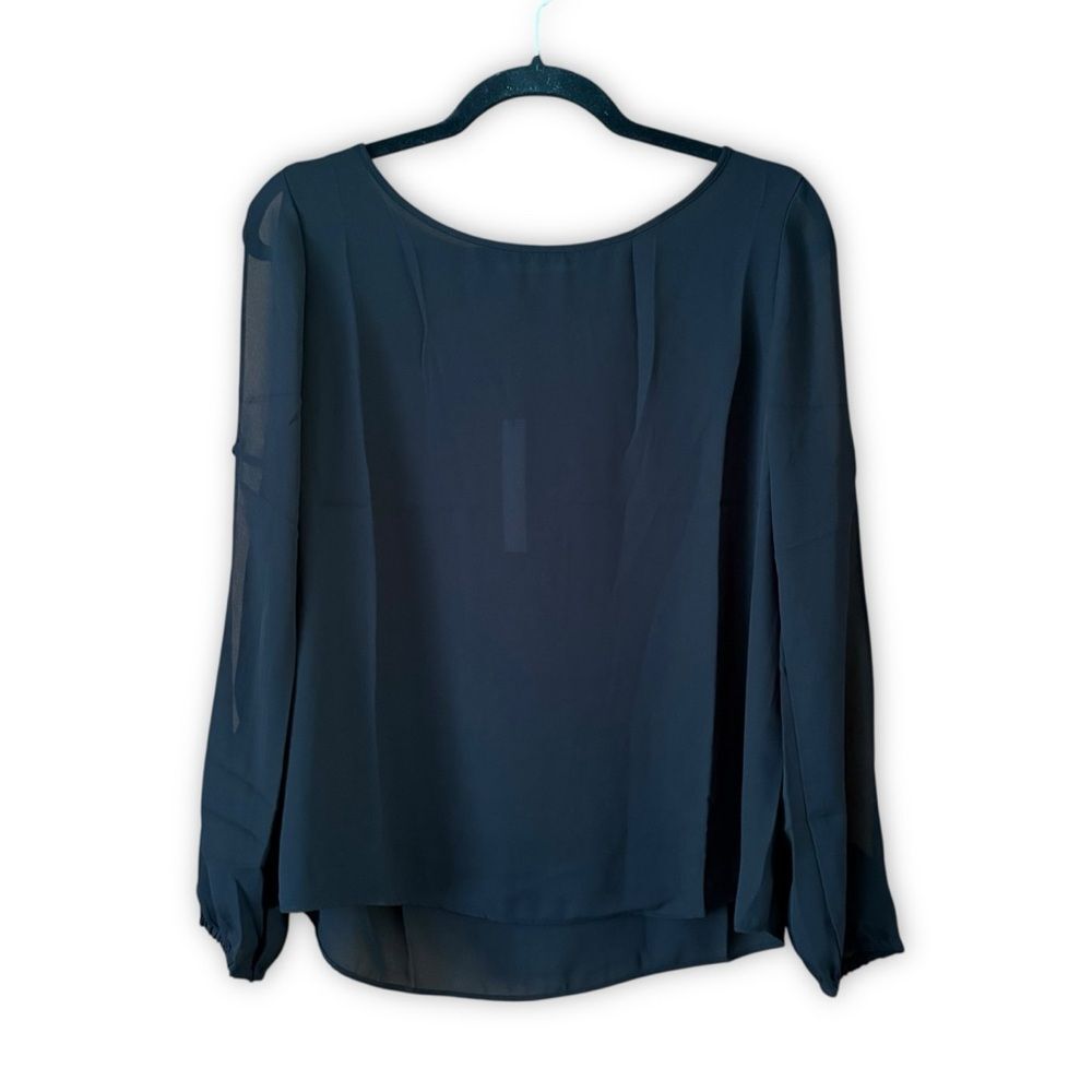 Three Eighty Two Black Cut Out Long Sleeve Blouse NWT Size Small Neutral